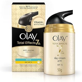 Olay Total Effects 7 in 1 Anti-Ageing Face Moisturizer for Women, Vitamin B3 & E, 50g | Hydrates, Evens Skin Tone & Reduces Fine Lines (50g, Gentle spf 15)