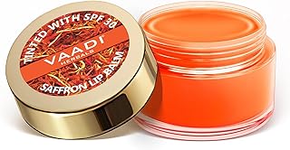 VAADI HERBALS Tinted Saffron Lip Balm with Strawberry Extract, Almond Oil & Shea Butter, SPF30 for Dry, Chapped & Sun Damaged Lips (10 gms)
