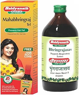 Baidyanath Asli Ayurved Mahabhringraj Tel - 200 ml & Baidyanath Bhringrajasava 450 ml Syrup