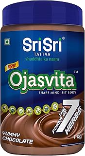 Sri Sri Tattva Chocolate Ojasvita | For Sharp Mind and Healthy Body | No Sugar | Milk Mix | Goodness of 7 Herbs| Immunity Booster – 1kg Pet Jar