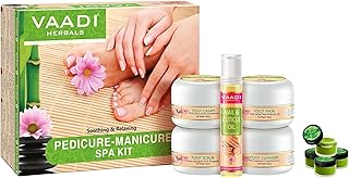 VAADI HERBALS Soothing and Refreshing Pedicure Manicure Spa Kit, Cream and Oil Set, 135g & Value Lip Balm, Mint, 4 x 10g