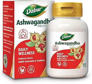 Dabur Ashwagandha Tablets - 60 tabs | General Wellness Tablets | Stress Relief | Rich in Antioxidants | Immunity Booster | Rich in Antioxidants | Rejuvenates Body