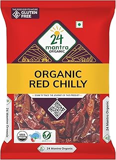 24 Mantra Organic Red Stick Chilly/Lal Mirch/Erra Mirapakaya - 100gms | Pack of 1 | 100% Organic | Chemical Free & Pesticides Free