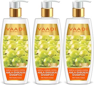 Vaadi Herbals Hair fall and Damage Control Amla Shikakai Shampoo, 350ml (Pack of 3)
