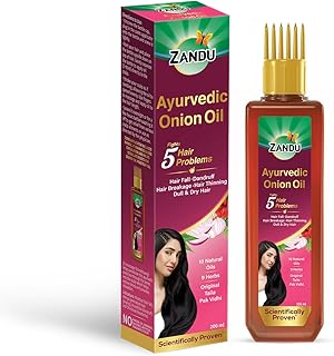 Zandu Ayurvedic Onion Oil (200ml): Power of Onions for Strong & Smooth hair | 9 Herbs & 10 Natural Oils | Helps reduce Hair Thinning & Hair Breakage | Improves Hair Quality | Controls Dandruff