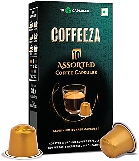 COFFEEZA Assorted Box Of 10 Coffee Capsules Classico, Intenso, Cremoso, Forte, And Mysore Nuggets, 70 Gram