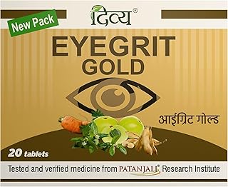 Patanjali Divya Eyegrit Gold 20, Tablets Ayurvedic Supplement for Eye Health Vision Support and Eye Care (Pack of 1)
