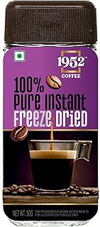1952 Coffee Instant Coffee Powder 100% Pure FreezedriedEach 50 Gram | Great Start To Your Morning | 100% Pure Coffee | Premium Instant Coffee (Pack of 2)