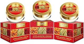 Vaadi Herbals Value Anti Ageing Cream, Almond Wheatgerm Oil and Rose, 30g x 3