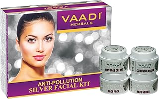 Vaadi Herbals Silver Facial Kit, Pure Silver Dust, Rosemary and Lavender Oil, Sandalwood Paste, 70g