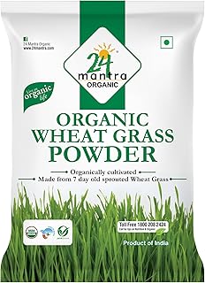 24 Mantra Organic Wheat Grass Powder - 100gms | Pack of 1 | 100% Organic | Chemical Free & Pesticides Free
