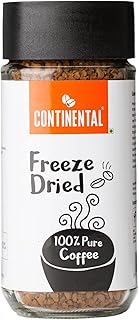 Continental Freeze Dried Coffee Powder | Black Co?ee | Cold Coffee | Smoothest Coffee | Aroma Locked Coffee Crystals | 100g Jar | 100% Pure Coffee Powder | 100% Finest Dark Roasted Arabica Coffee |