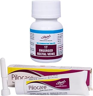 Dr Patel's Pilocare tube + No. 17 biochemic tablet Combo of Tablet & Tube for | Piles, Fissures & Related Aches | Anal Pain, Fissures, and Bleeding - Pack of 2