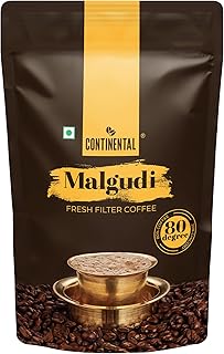 Continental Malgudi Filter Coffee Powder | 500gm Pouch | 80% Coffee - 20% Chicory | Traditional South Indian | Roasted Ground| Smooth Flavour and Rich Aroma |