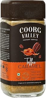 Coorg Valley Toffee Caramel Instant Coffee 50g | Flavoured Coffee | Premium Blend of Robusta & Arabica | Freeze Dried | Make Café Style Hot & Cold Coffee at Home