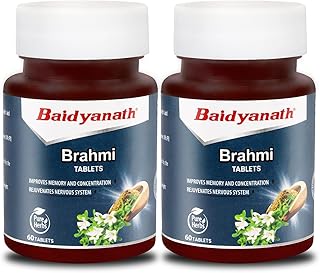 BAIDYANATH AYURVED Brahmi Tablets- 60 Tab | Helps To Handle Life's Daily Stress | Promotes Mind Relaxation (Pack Of 2).
