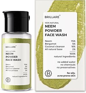 Brillare Neem Powder Face Wash Fights Acne, Pimples & Blemishes 100% Natural & Zero Chemical Face Wash for men and women