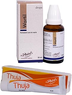 DR PATELS HOMEOPATHIC MEDICINES Wartil Drops+Thuja Ointment Combo With|Removal Of All Types Of Warts, Corns, Callosities|Olypi & Tubercles Combo Of 2