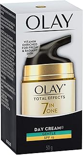 Olay Total Effects Anti Ageing Skin Cream (Moisturizer)| Fights 7 Signs of Ageing | With Niacinamide and Green Tea Extracts | Normal, Oily, Dry, Combination Skin | 50g (Gentle SPF 15)
