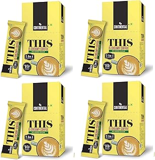Continental THIS Creamy Instant Coffee Powder | 2 In 1 Instant Premix Coffee | 160 Gram | Pack Of 4 | Rich and Smooth Flavor | Convenient Single-Serve Sachets for Quick and Easy Coffee Anytime | 720gm