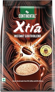 Continental Coffee Xtra Instant Coffee Powder | 200g Pouch | ?70% Coffee 30% Chicory | South Blend Instant Coffee | Medium Roast | Premium Blend of Arabica & Robusta | Rich Aromatic Coffee