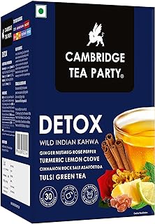 Cambridge Tea Party Detox, Wild Indian Kahwa, Green Tea, Immunity Booster, 30 Tea Bags, 90 Gram