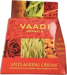 Vaadi Herbals Anti Ageing Cream, Almond Wheatgerm Oil and Rose, 30g