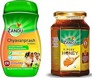 ZANDU CHYAVANAPRASH Avaleha for Increasing Immunity and Stamina, 900g & Pure Honey, 100% Purity, No Added Sugar, 500g