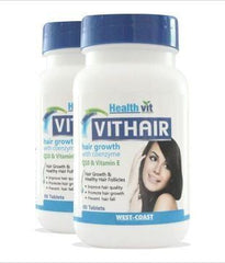 Buy 2 Pack HealthVit VITHAIR Hair Growth Biotin,Co-Q10 & Vitamin E 60 Tablets each online for USD 16.9 at alldesineeds