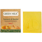 Pack of 2 Green Milk Handcrafted Bathing Bar (Turmeric & Sandal) Soap (100g)