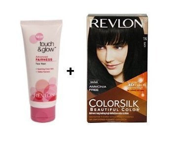 Revlon Colorsilk Hair Color with 3D Color Technology Black 1N, 91.8ml + Touch & - alldesineeds