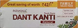 2 x PATANJALI DANT KANTI NATURAL FAMILY PACK 200G+200G+100GFREE