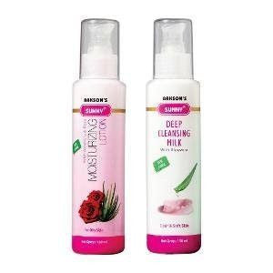 Buy Sunny Aloe Vera & Rose Moisturising Lotion & Deep Cleansing Milk Combo (150 ml online for USD 29.26 at alldesineeds