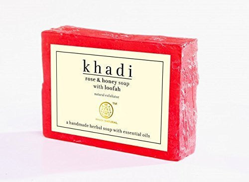 3 Pack Khadi Rose & Honey soap with loofah 100 gms each (total of 300 gms) - alldesineeds