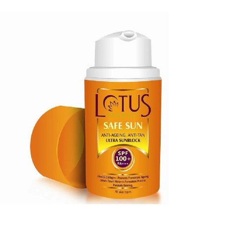 Buy Lotus Herbals Safe Sun Anti Ageing Anti Tan Ultra Sunblock SPF-100+ PA+++, 30ml online for USD 14.9 at alldesineeds