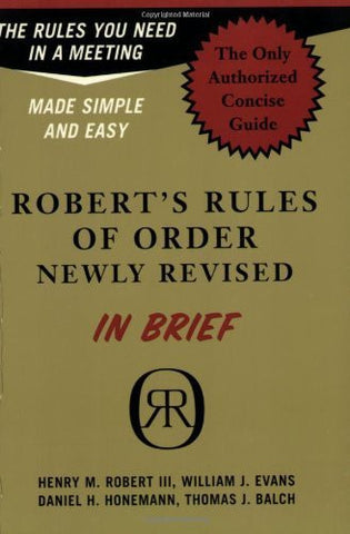Buy Robert's Rules Of Order Newly Revised in Brief [Apr 14, 2004] Robert, Henry online for USD 20.61 at alldesineeds