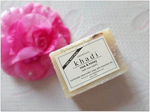 3 Pack Khadi Rose Honey With Rose Petals Soap 100 gms each (total of 300 gms) - alldesineeds