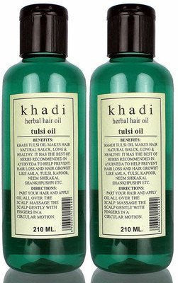 Buy Khadi Tulsi (Twin Pack) Hair Oil (420 Ml) online for USD 19.83 at alldesineeds