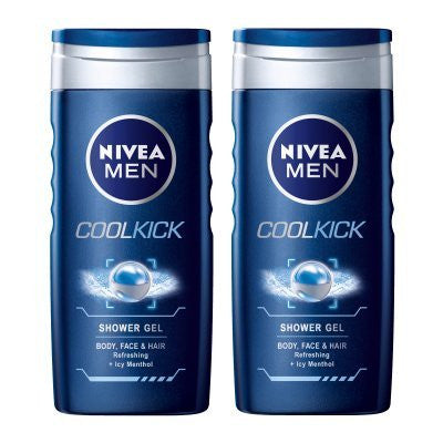 Nivea Cool Kick Shower Gel for Men (250ml) (Pack of 2) - alldesineeds