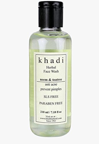 Buy 5 X Khadi Neem & Tea Tree Face Wash- Anti Acne, 210ml (Pack of 5) online for USD 85.17 at alldesineeds