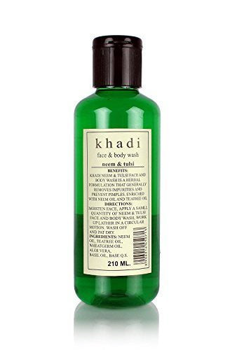 2 X Khadi Neem & Tulsi Face & Body Wash - Anti Acne (210 Ml) Pack of 2 - alldesineeds