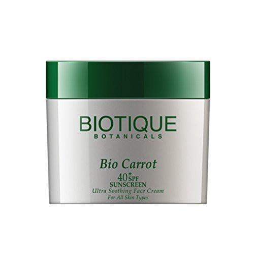 Buy Biotique Carrot Face and Body Sun Cream SPF 40 UVA/UVB Sunscreen online for USD 19.54 at alldesineeds
