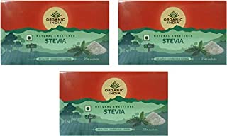 2 Pack of Organic India Natural Sweetener Stevia 25N Sachets 75g(Pack of 3)