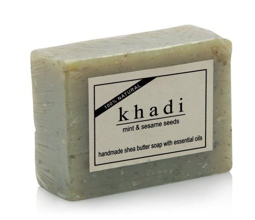 Buy KHADI - Handmade Shea Butter Soap Mint & Sesame Seeds - 100g online for USD 7.95 at alldesineeds