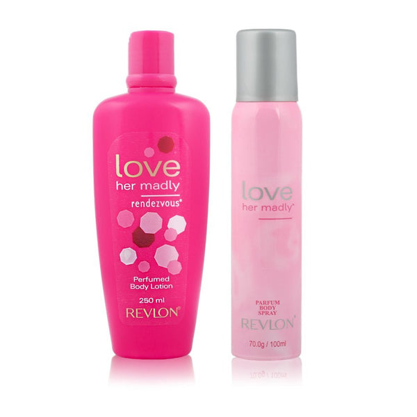 Buy Revlon Love Her Madly Rendezvous Perfumed Body Lotion, 250ml with Perfumed Body Spray, 100ml online for USD 17.22 at alldesineeds