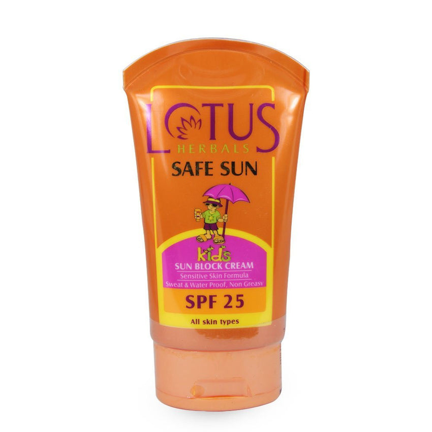 Buy Lotus Herbals Safe Sun Kids Sun Block Cream SPF 25, 100g online for USD 10.35 at alldesineeds