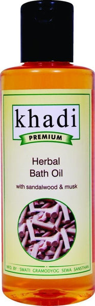 Khadi Premium Herbal Bath Oil with Sandalwood and Musk Oil, 210ml - alldesineeds