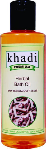 Khadi Premium Herbal Bath Oil with Sandalwood and Musk Oil, 210ml - alldesineeds