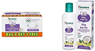 Himalaya Extra Moisturizing Baby Soap (75G, Buy 3 Get 1 Free)&Baby Hair Oil 200 Ml