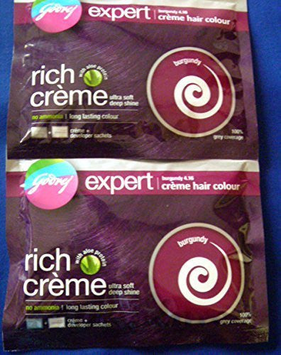 Buy 2 X Godrej Expert Creme Hair Color No Ammonia with Aloe Protein Burgundy online for USD 7.87 at alldesineeds